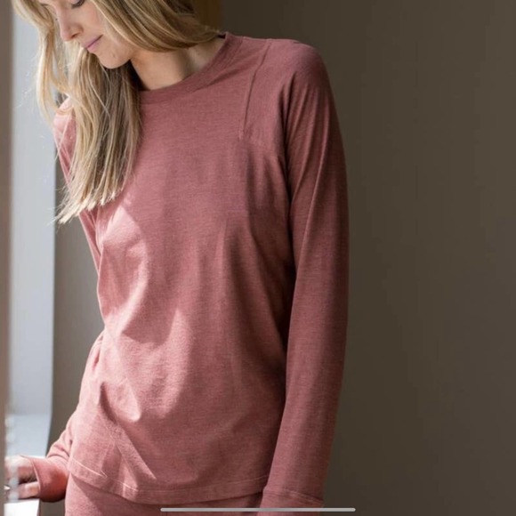 Lunya Other - LUNYA Shirt Womens Restore Long Sleeve Crew Medium Dawn Red Pajamas NWOT